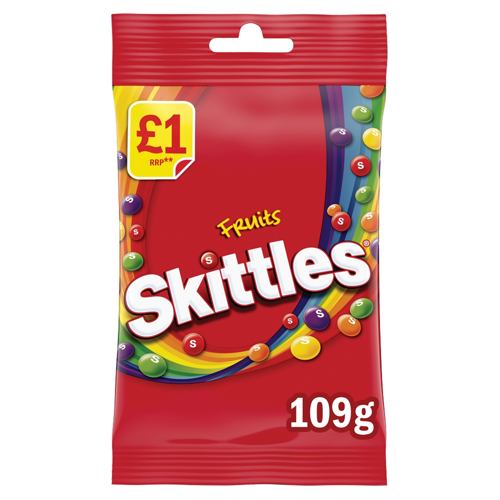 SKITTLES FRUITS SWEETS TREAT BAG PMP £1.00 109G