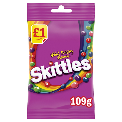 SKITTLES WILD BERRY SWEETS TREAT BAG PMP £1.00 109G