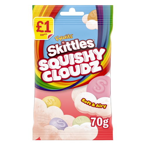 SKITTLES FRUIT SWEETS SQUISHY CLOUDZ BAG PMP £1.00 70G