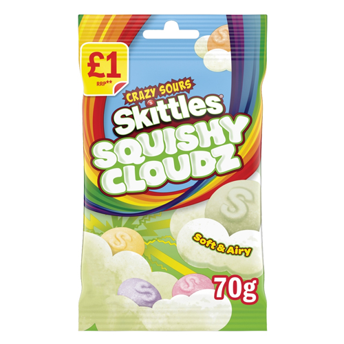 SKITTLES SOURS SWEETS SQUISHY CLOUDZ BAG PMP £1.00 70G