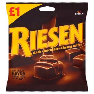RIESEN DARK CHOCOLATE CHEWY TOFFEE PMP £1.00 110G