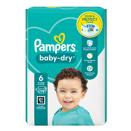 PAMPERS BABYDRY TAPED S6 CARRY PK 19PK
