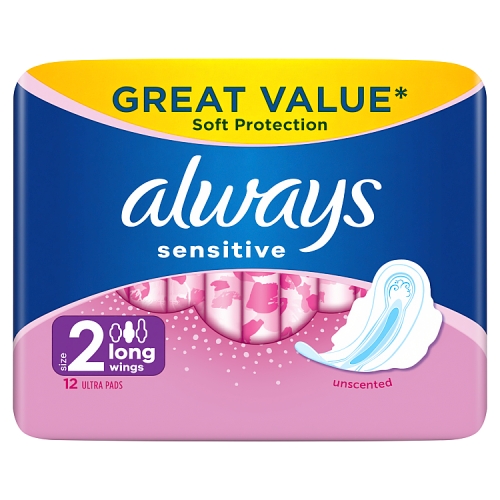 ALWAYS SENSITIVE LONG WINGS SIZE 2 12S