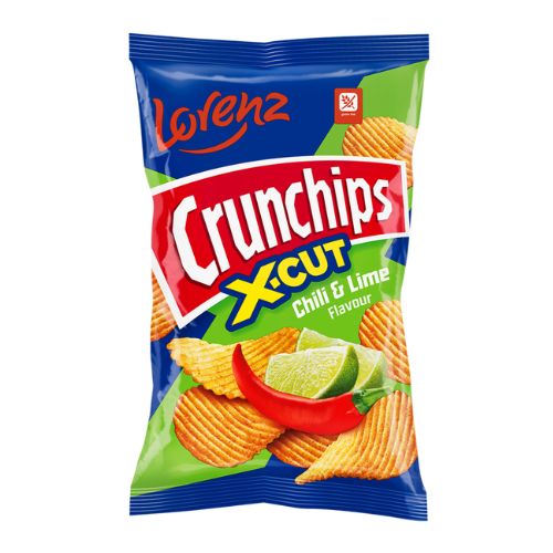 LORENZ CRUNCHIPS X-CUT CHILLI & LIME 130G