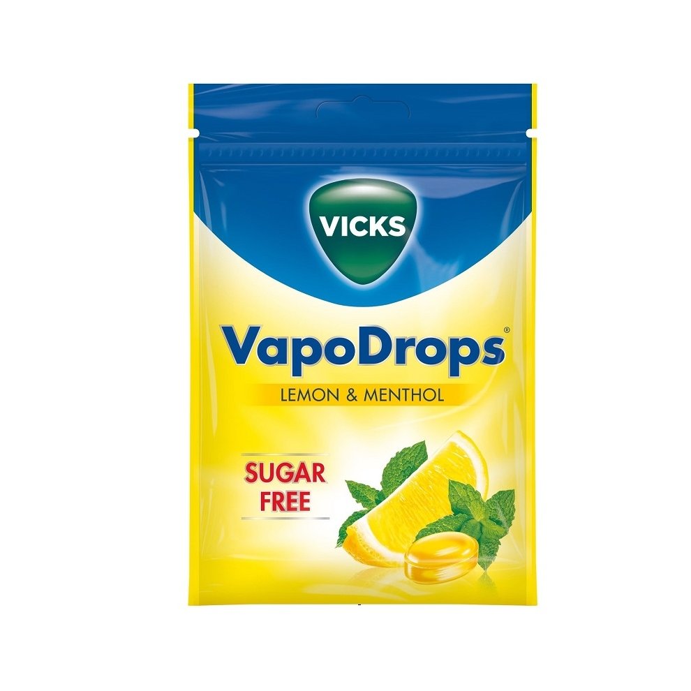 VICKS VAPODROPS BAG LEMON+MENTHOL SUGARFREE X20 72G