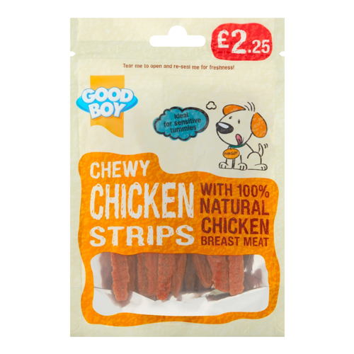GOOD BOY CHEWY CHICKEN STRIPS PMP £2.25 70G