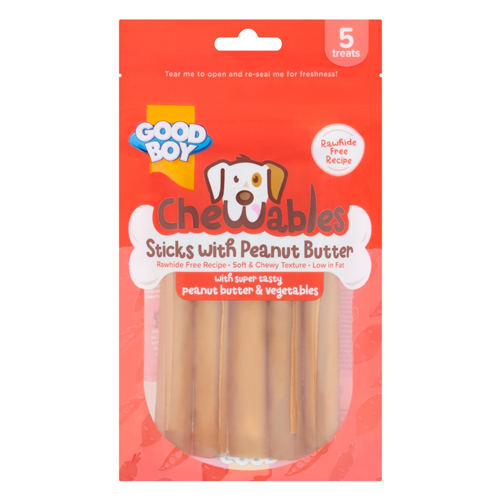 GOOD BOY CHEWABLES STICKS WITH PEANUT BUTTER TREATS 5 PACK 100G