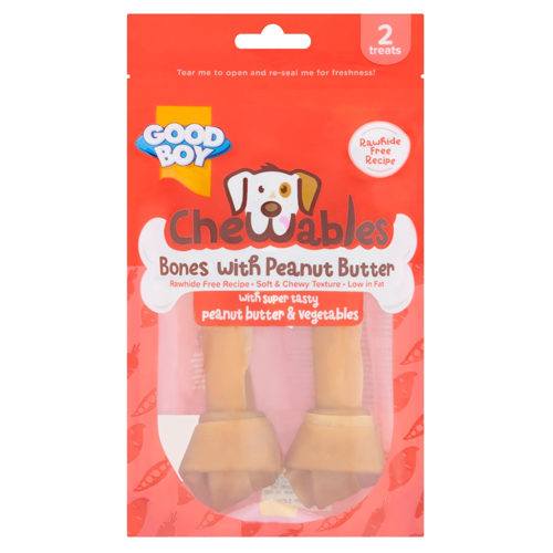 GOOD BOY CHEWABLES BONES WITH PEANUT BUTTER TREATS 2 PACK 158G
