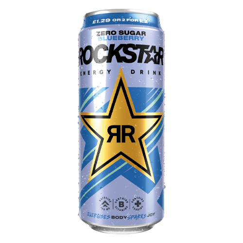 ROCKSTAR ENERGY DRINK BLUEBERRY CAN PMP £1.29 500ML