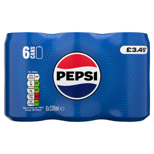PEPSI REG PMP £3.49 6PK CAN 330ML