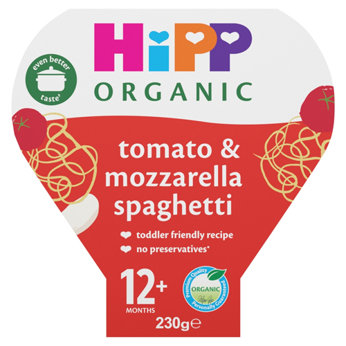 HIPP ORGANIC TOMATO & MOZZARELLA SPAGHETTI TODDLER TRAY MEAL 1-3 YEARS 230G