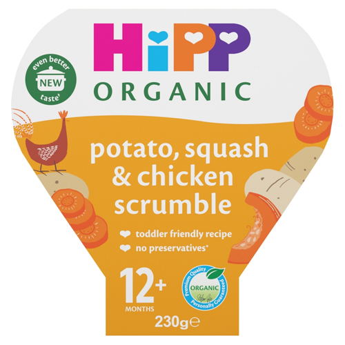 HIPP ORGANIC POTATO PUMPKIN CHICKEN SCRUMBLE TODDLER TRAY MEAL 1-3 YEARS 230G