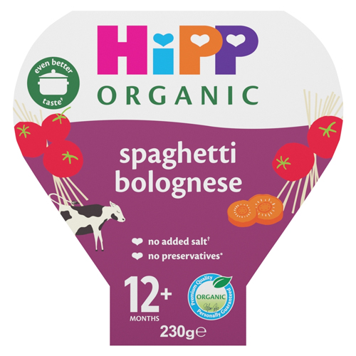HIPP ORGANIC SPAGHETTI BOLOGNESE TODDLER TRAY MEAL 1-3 YEARS 230G