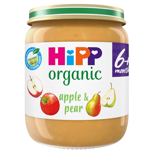 HIPP ORGANIC APPLE & PEAR BABY FOOD JAR 4+ MONTHS 125G