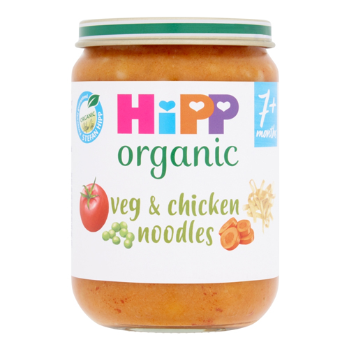 HIPP ORGANIC VEG & CHICKEN NOODLES BABY FOOD JAR 7+ MONTHS 190G
