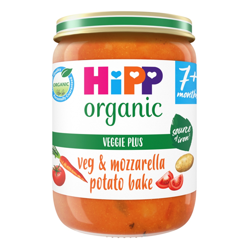 HIPP ORGANIC VEGETABLES & MOZZARELLA POTATO BAKE BABY FOOD JAR 7+ MONTHS 190G