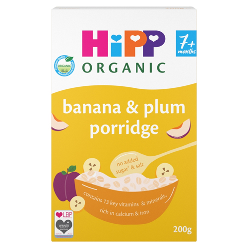 HIPP ORGANIC BANANA & PLUM PORRIDGE 7+ MONTHS 200G