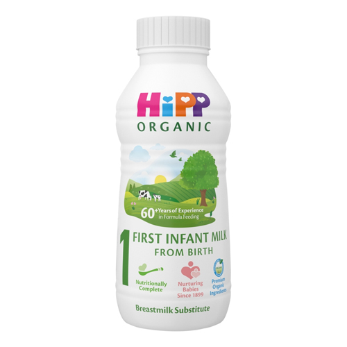 HIPP ORGANIC 1 FIRST INFANT BABY MILK READY TO FEED LIQUID FORMULA, FROM BIRTH 470ML
