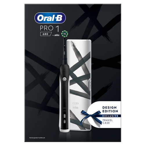 ORAL-B PRO 1 680 STRIKING DESIGN CROSS ACTION BLACK ELECTRIC TOOTHBRUSH 1S