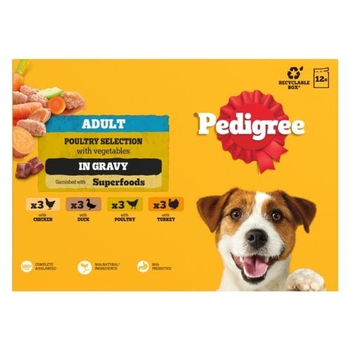 PEDIGREE ADULT DOG POUCHES POULY IN GRAVY 12PK 100G