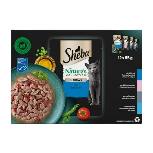 SHEBA NATURES COLLECTION CAT POUCHES FISH COLLECTION IN GRAVY 12PK 85G