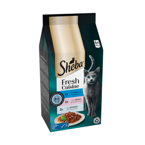 SHEBA FRESH CUISINE TASTE OF TOKYO WET CAT FOOD FISH IN GRAVY 6PK 50G