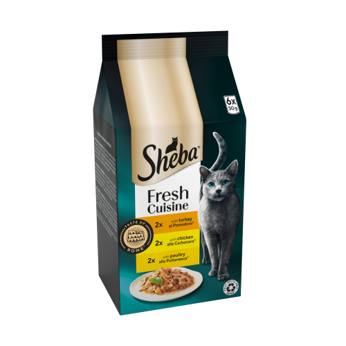 SHEBA FRESH CUSINE TASTE OF ROME WET CAT FOOD POULTRY IN GRAVY 6PK 50G