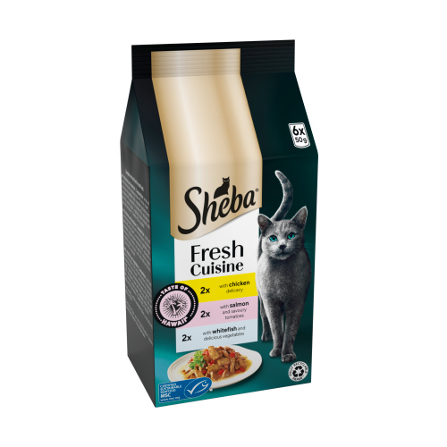 SHEBA FRESH CUISINE TASTE OF HAWAII WET CAT FOOD FISH IN GRAVY 6PK 50G