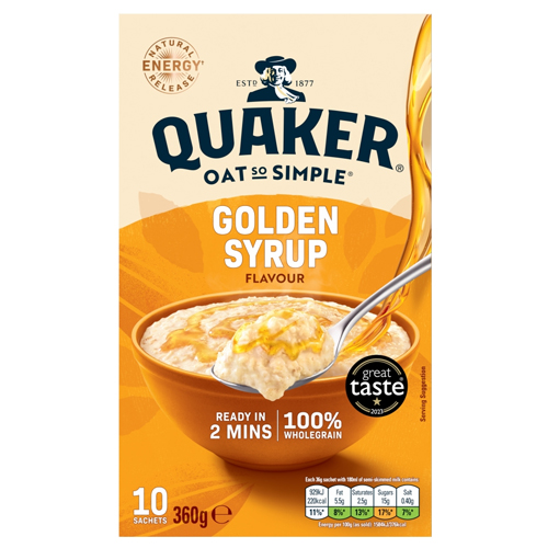QUAKER OAT SO SIMPLE GOLDEN SYRUP PORRIDGE SACHETS 36G