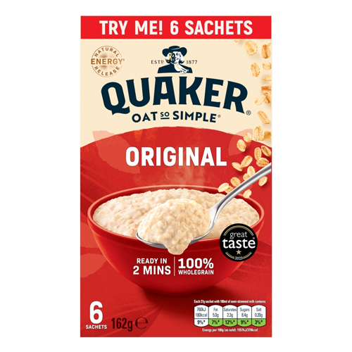 QUAKER OAT SO SIMPLE ORIGINAL PORRIDGE SACHETS 6PK
