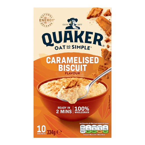QUAKER OAT SO SIMPLE CARAMELISED BISCUIT PORRIDGE SACHETS 10X 33.4G