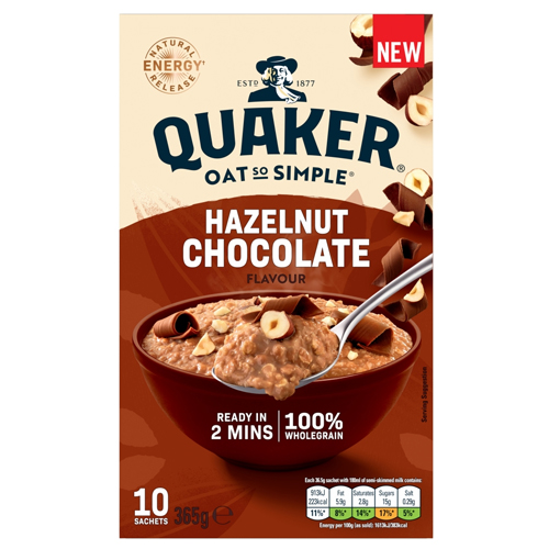 QUAKER OAT SO SIMPLE HAZELNUT CHOCOLATE SACHET 10PK