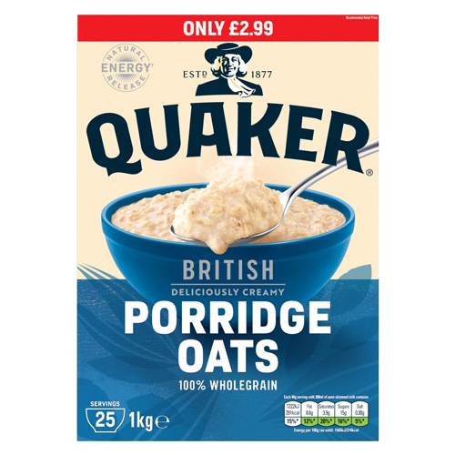 QUAKER ROLLED PORRIDGE OATS PMP £2.99 1KG