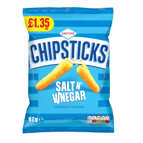 SMITH'S CHIPSTICKS SALT AND VINEGAR PMP £1.35 18X 82G