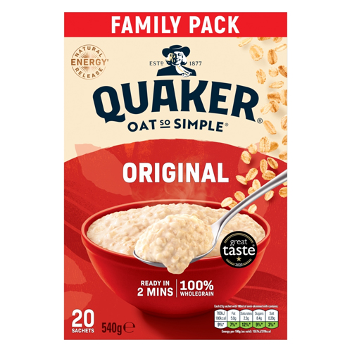 QUAKER OAT SO SIMPLE ORIGINAL PORRIDGE SACHETS 540G