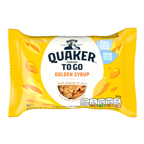 QUAKER PORRIDGE TO GO GOLDEN SYRUP BREAKFAST BAR 55G