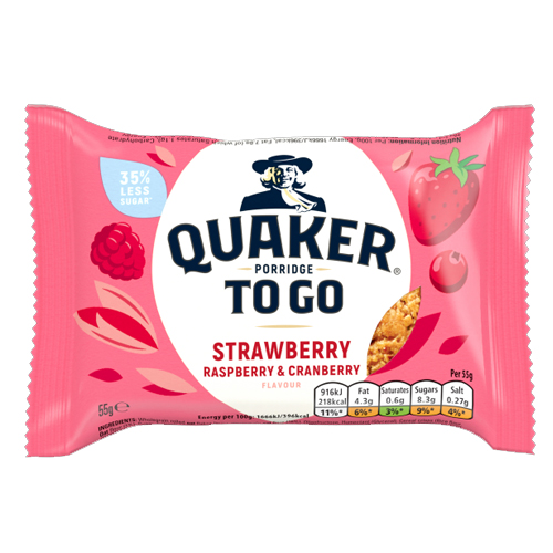 QUAKER PORRIDGE TO GO MIXED BERRIES BREAKFAST BAR 55G