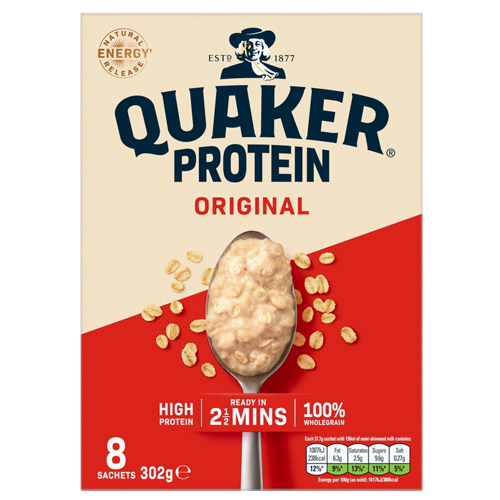 QUAKER OAT SO SIMPLE PROTEIN ORIGINAL PORRIDGE SACHETS 8PK 37.75G