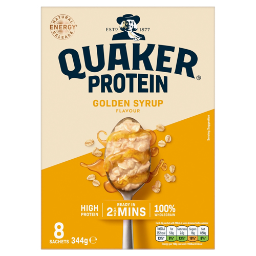 QUAKER OAT SO SIMPLE PROTEIN GOLDEN SYRUP PORRIDGE SACHETS 8PK 43G