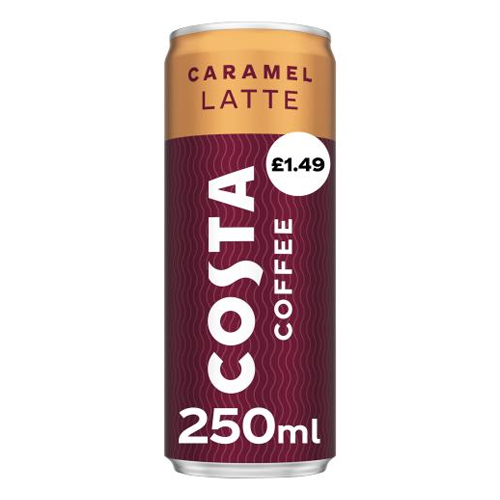 COSTA COFFEE CARAMEL LATTE CAN PMP £1.49 250ML