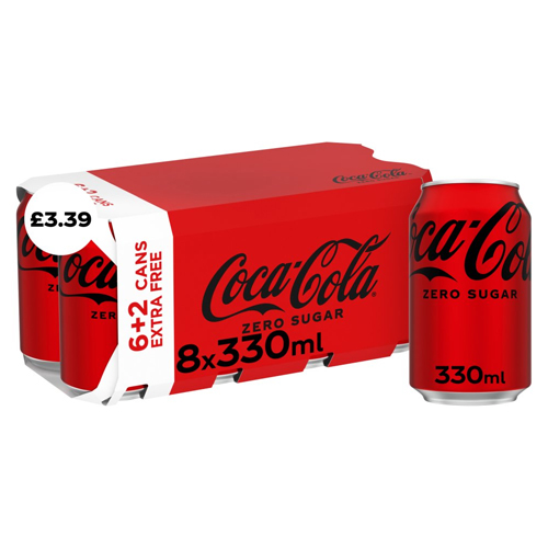 COKE ZERO 6PK+ 2PK PMP £3.39 330ML