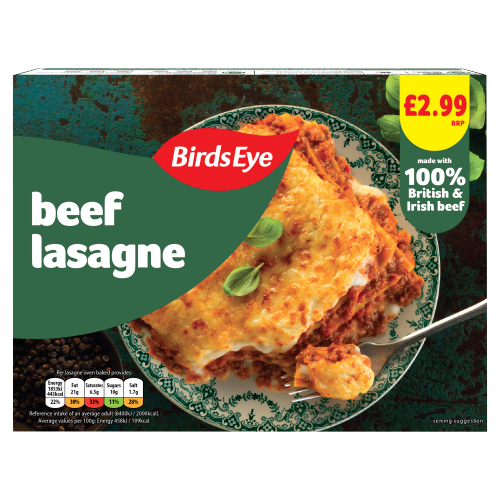 BIRDS EYE BEEF LASAGNE PMP £2.99 400G
