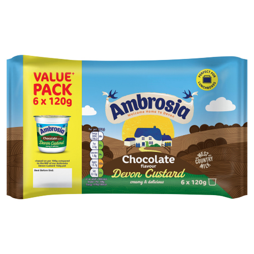 AMBROSIA CHOCOLATE FLAVOUR DEVON CUSTARD 6 120G