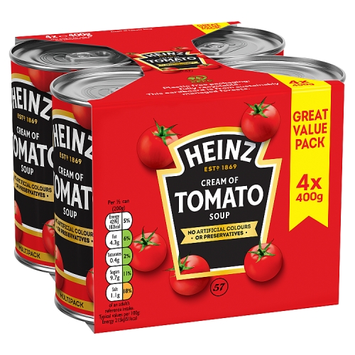 HEINZ CREAM OF TOMATO SOUP 4PK 400G