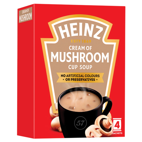 HEINZ CREAM OF MUSHROOM CUP SOUP 4PK 70G