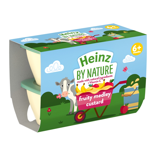 HEINZ FRUITY MEDLEY CUSTARD POT 4PK 100G