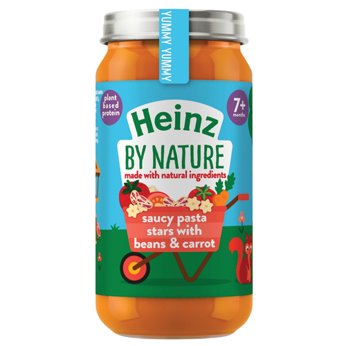 HEINZ BY NATURE SAUCY PASTA STARS WITH BEANS & CARROT 7+M 200G