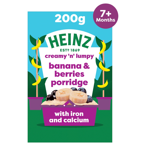 HEINZ BABY FOOD BANANA & BERRIES PORRIDGE 7+ MONTHS 200G