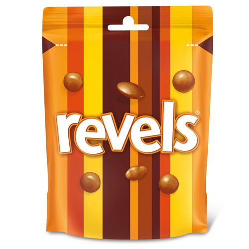 REVELS MILK CHOCOLATE WITH RAISINS, COFFEE & ORANGE BITES POUCH BAG 101G