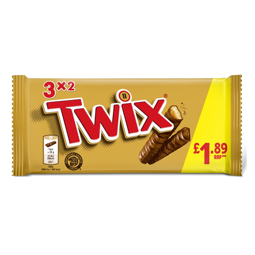 TWIX CHOCOLATE BARS MULTIPACK PMP £1.89 3PK 120G